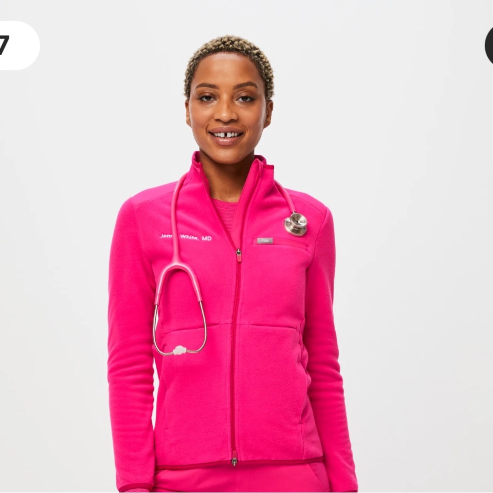 NWT: Figs On-Shift Fleece Jacket-Shocking Pink *XS*